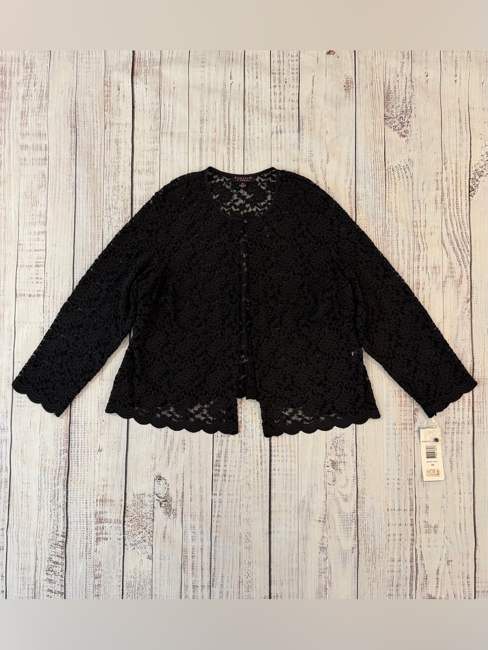 VTG Deadstock Signature by Robbie Bee Black Lace Bolero Cardigan Jacket 3X USA